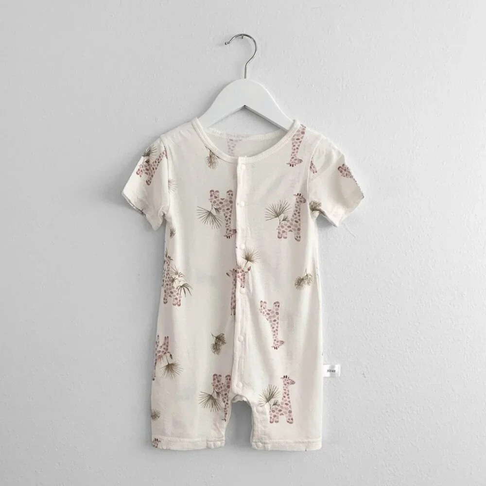 NWT Cute Short Sleeve Giraffe Baby Romper Shorts Sleep N' Play One-Piece 9-12M